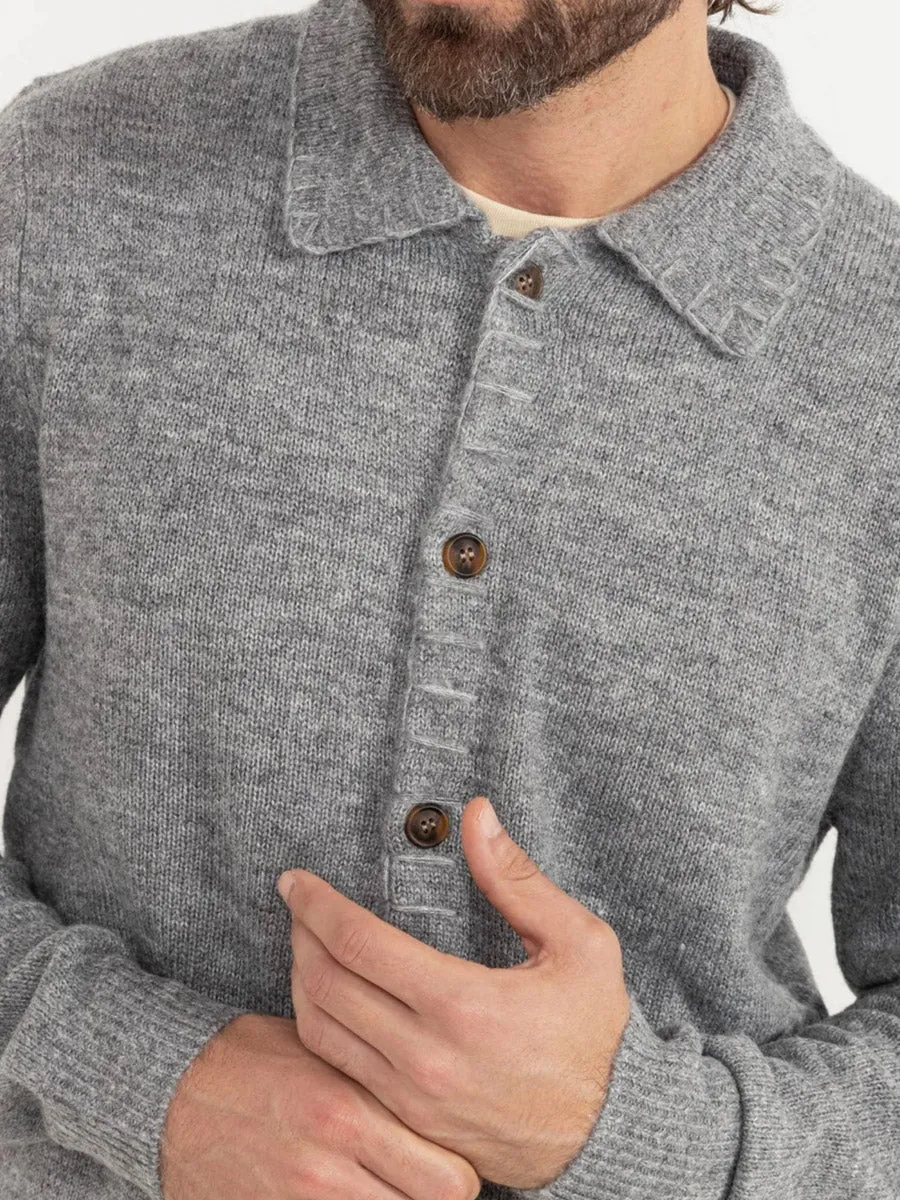 RHYTHM MOHAIR WHIP STITCH KNIT - GREY Seamless Construction Design Wide Shoulder Cut