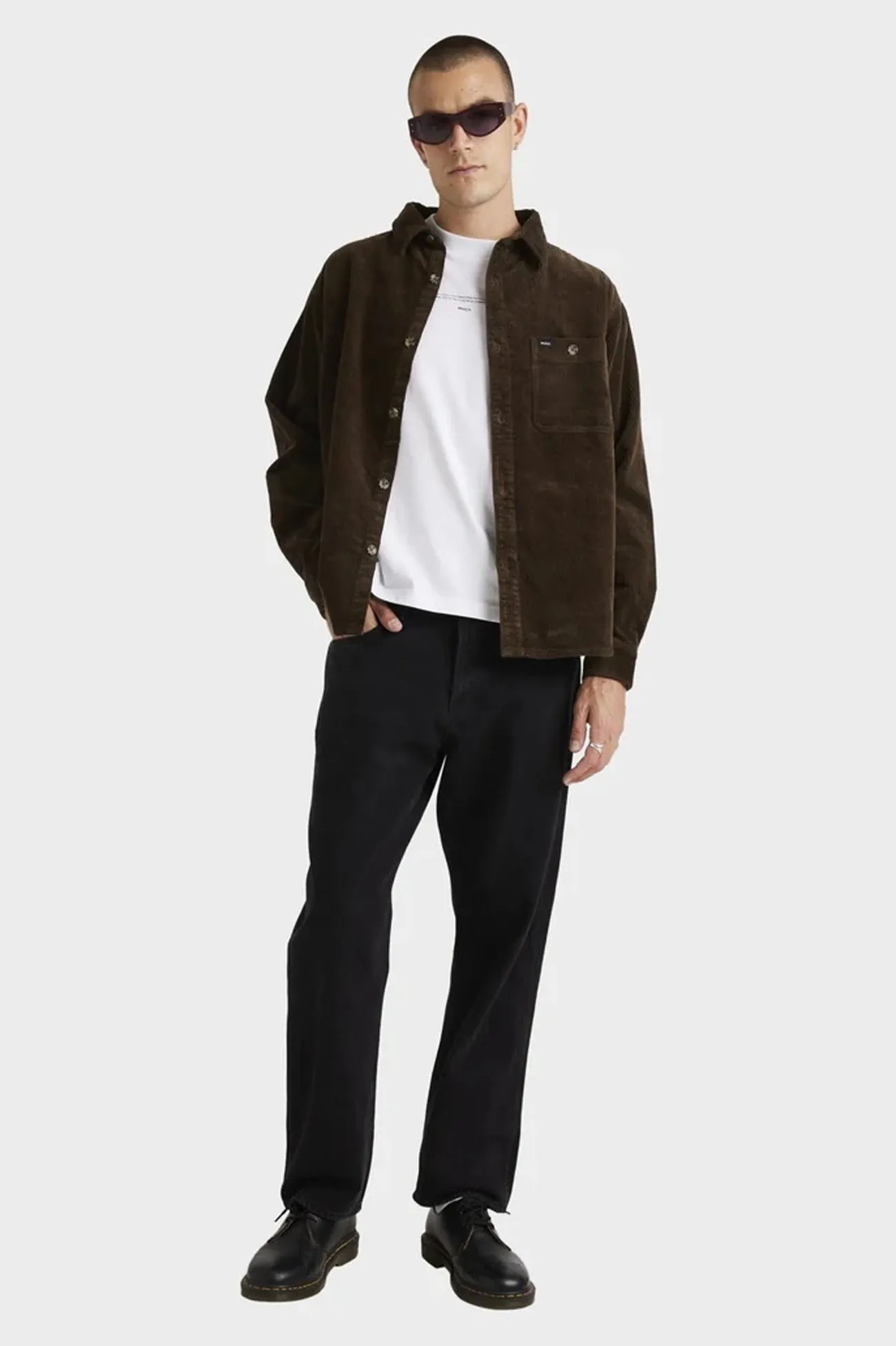 Wide Load Cord Long Sleeve Shirt Chocolate NonFade Dye EasyCare Material
