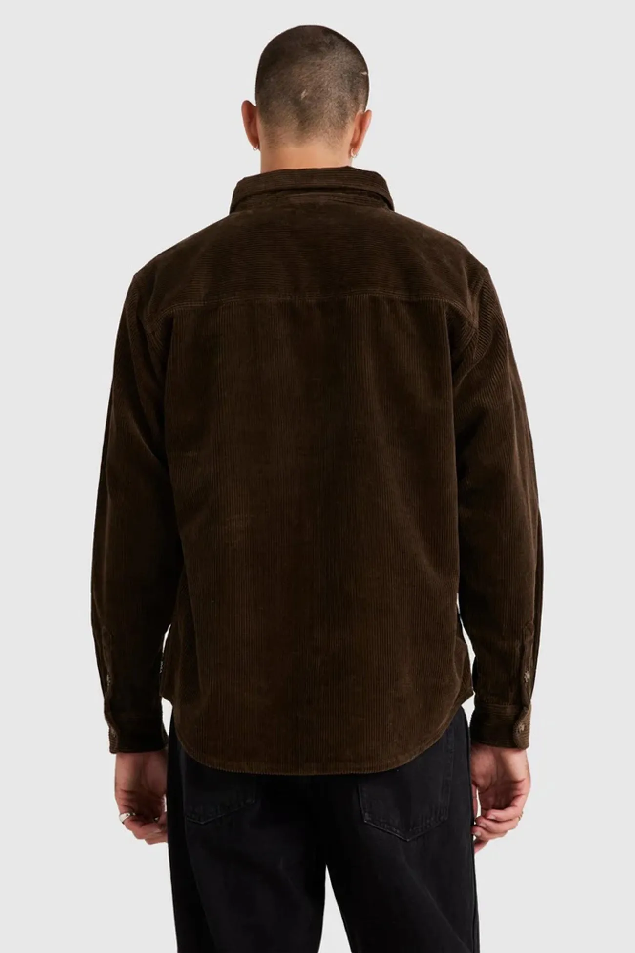Wide Load Cord Long Sleeve Shirt Chocolate Compact TravelFriendly Design EthicallySourced