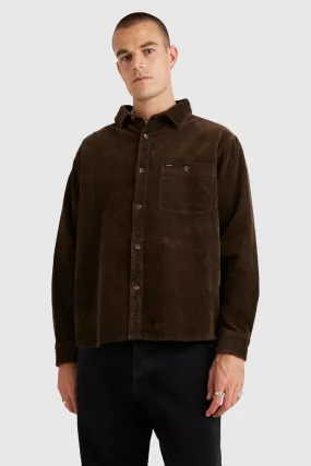 Brushed Interior Wide Load Cord Long Sleeve Shirt Chocolate