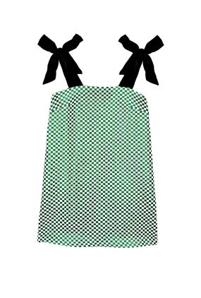 Work Mood Modern Layers Pillar Dress - Emerald Checkerboard Shimmer