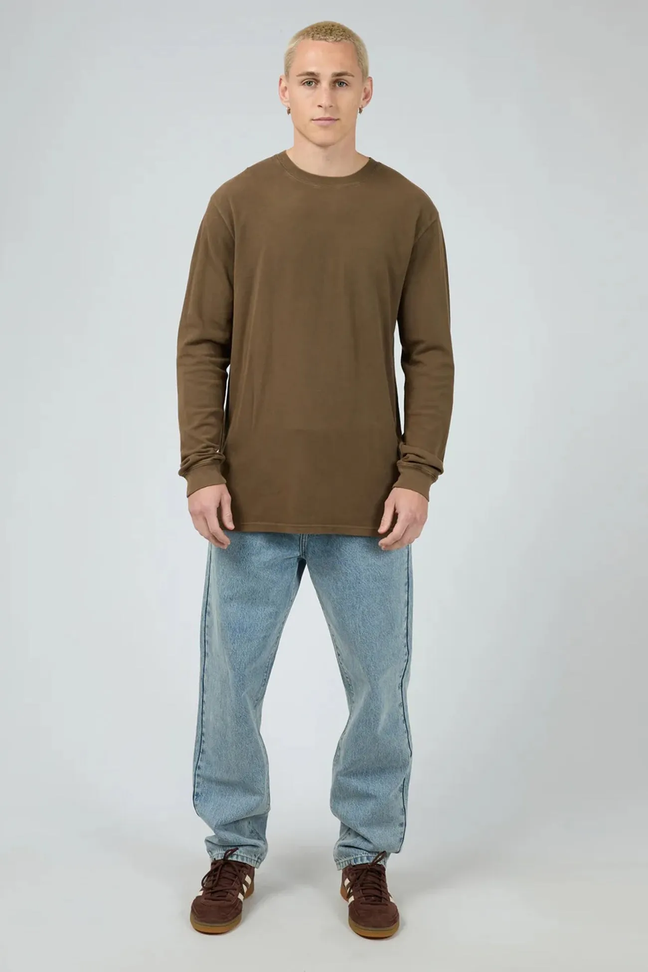 Pique Long Sleeve Tee Khaki OdorControl Technology Lightweight pullover