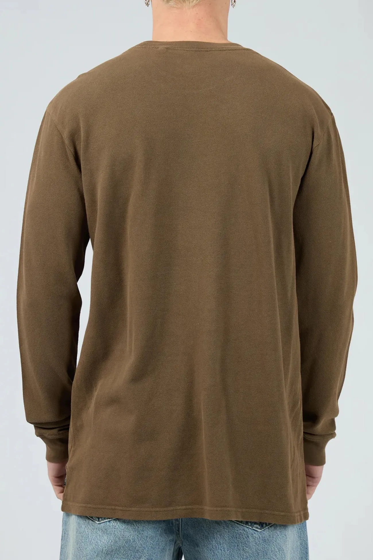 FlexibleCuffs Cozy Sweatshirt Pique Long Sleeve Tee Khaki