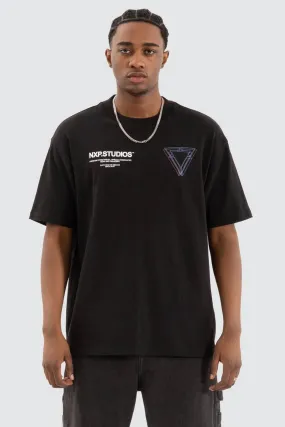 DualLayer Weave Dagger Box Fit Tee Jet Black