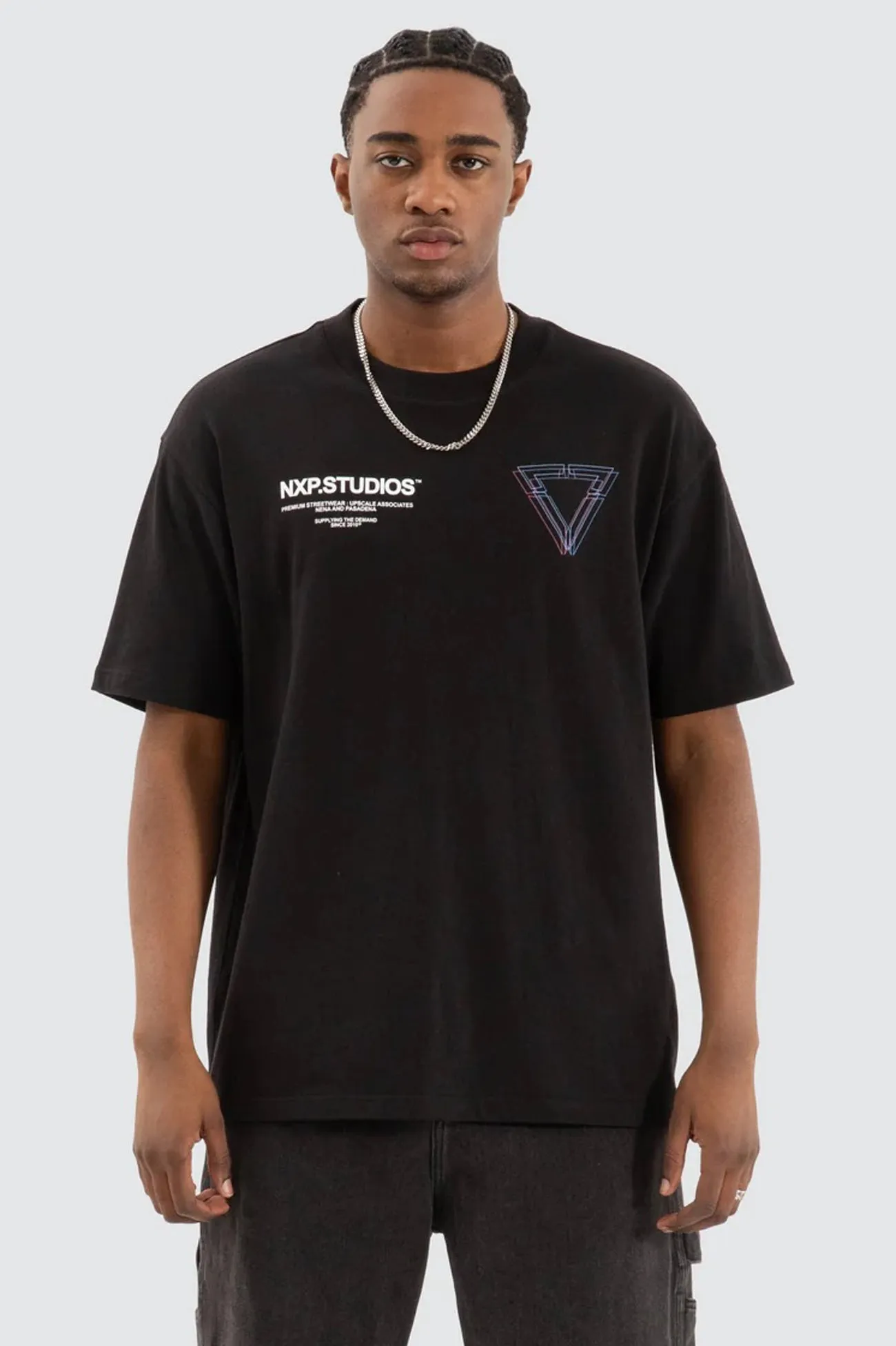 DualLayer Weave Dagger Box Fit Tee Jet Black