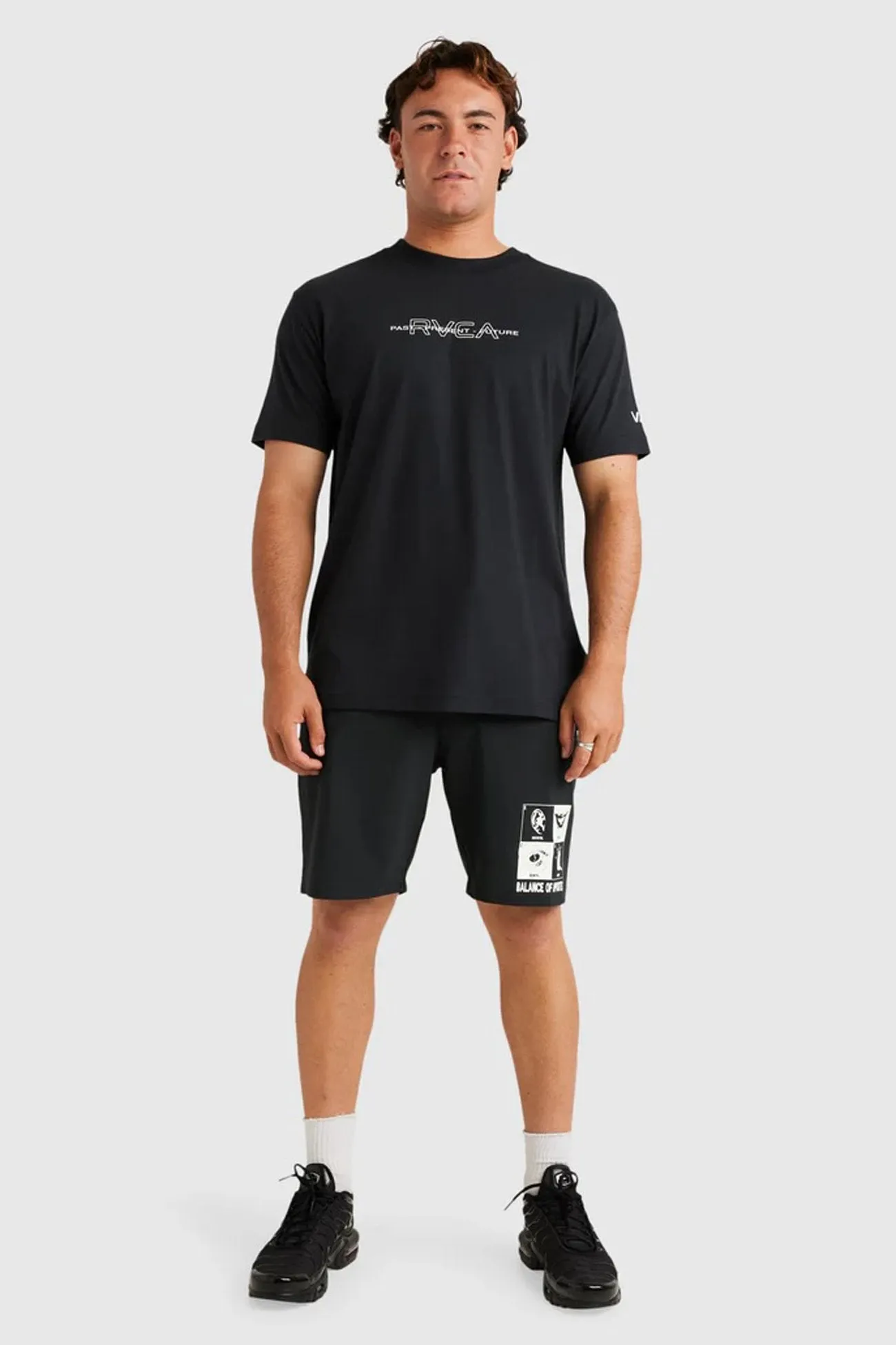 RVCA Inline Short Sleeve Tee RVCA Black Flexible Shoulder Gusset