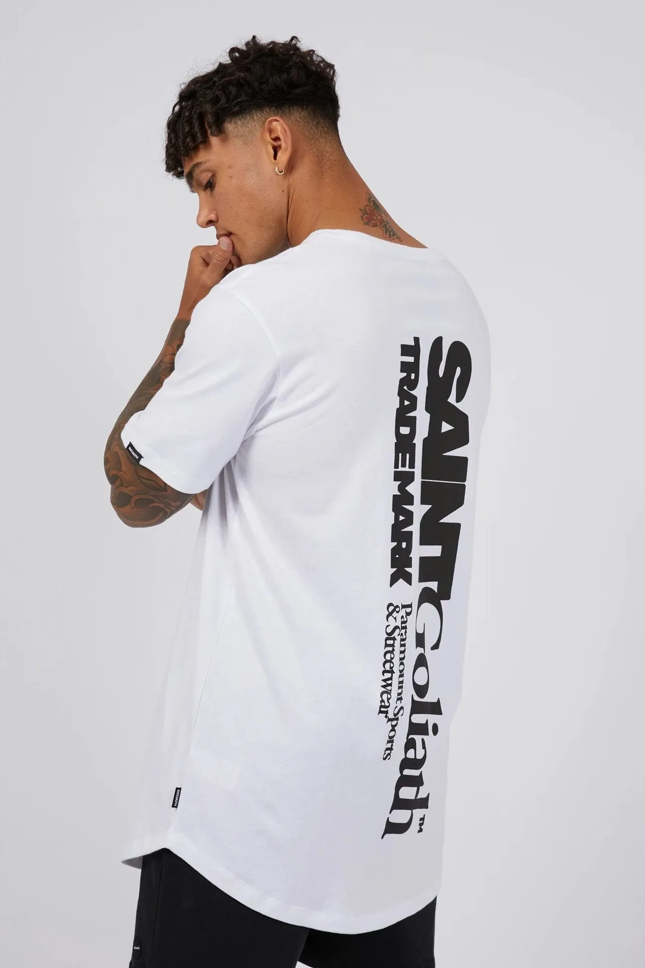 Weighted Hem HighNeckline Synergy Tee White