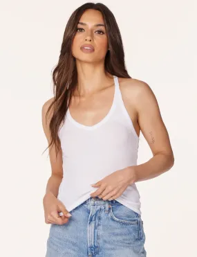 T-Bk V Neck Tank, White Taped Seams Artificial - intelligence - assisted