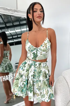 Tahan Skirt - Green Floral Affordable Fashion