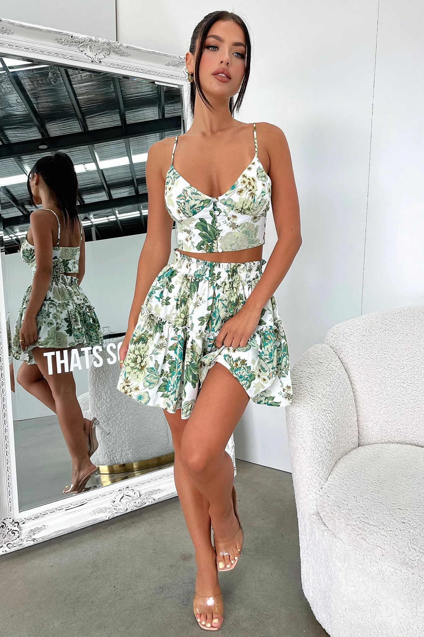 flared silhouette Tahan Skirt - Green Floral