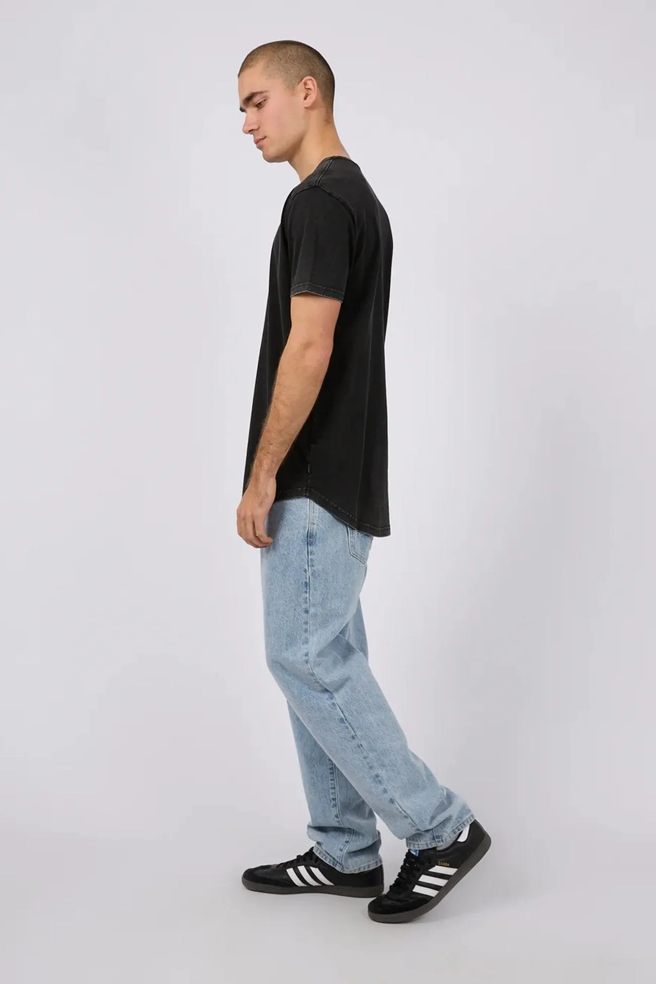 Tail Tee Washed Black Tear Resistant Fiber Blend