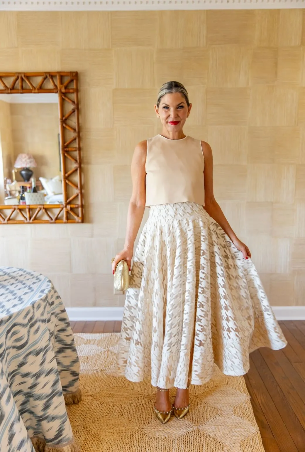 Buru   Pencil & Paper Co. Lucinda Skirt - Ivory Houndstooth Comfort Stretch