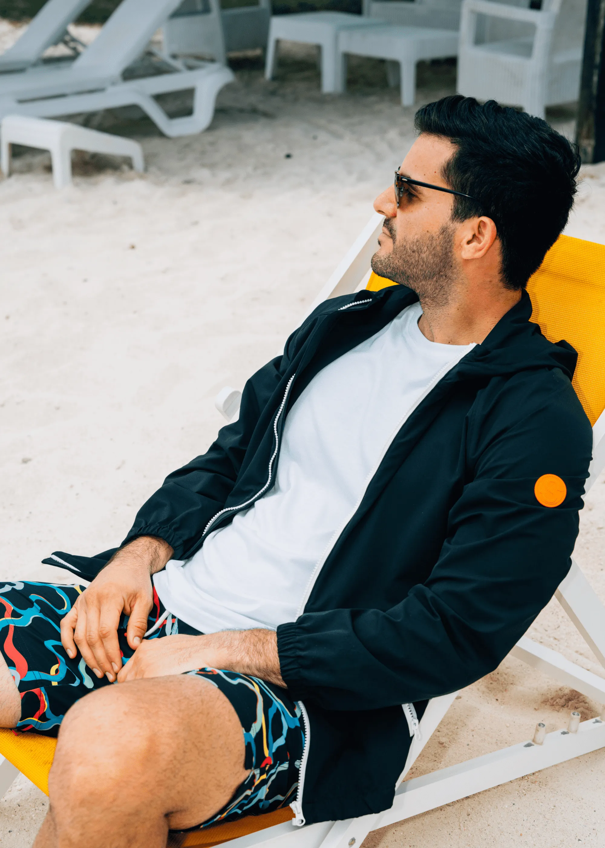 Tarifa Windbreaker Ergonomic Shoulder Cut Neutral Tones Look