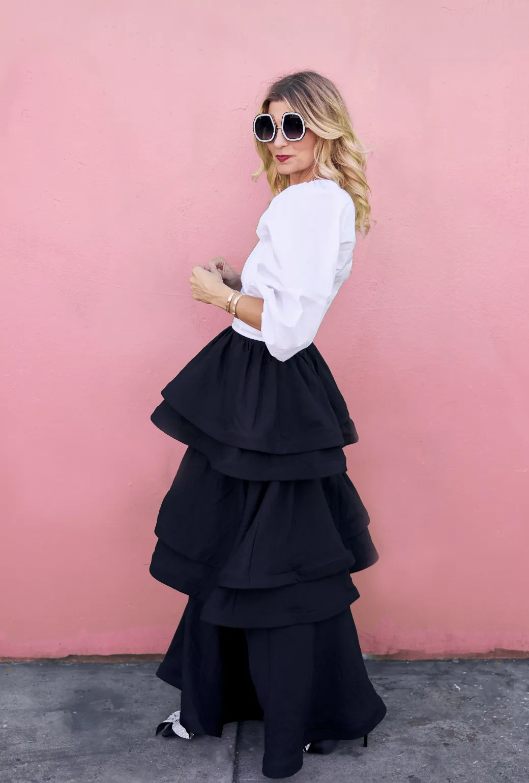 Teagan Tiered Skirt - Black Quick Comfort Fit Breathable Waistband