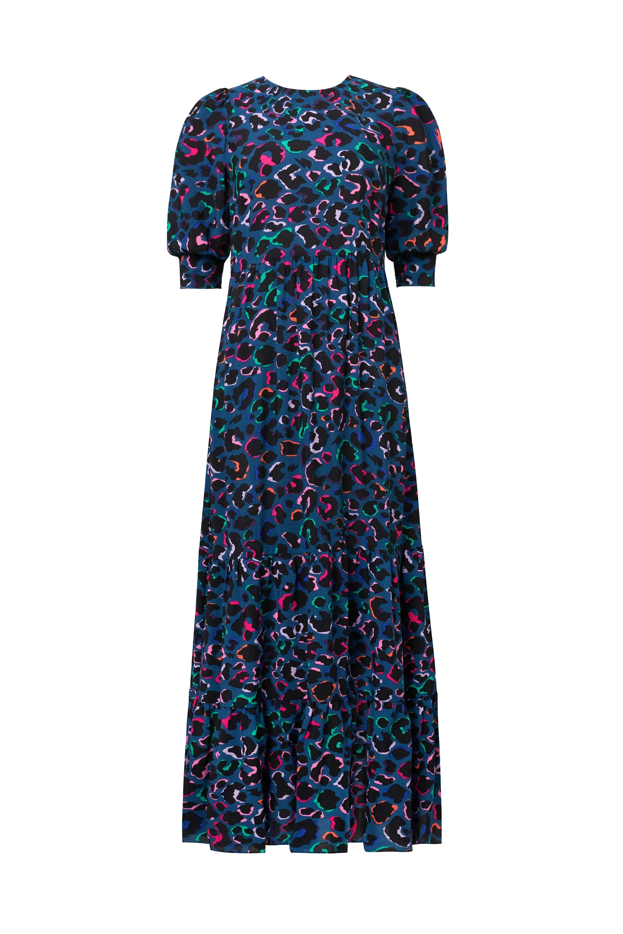 Teal with Rainbow Shadow Leopard Maxi Dress Relaxed Style Wear Lightweight Feel