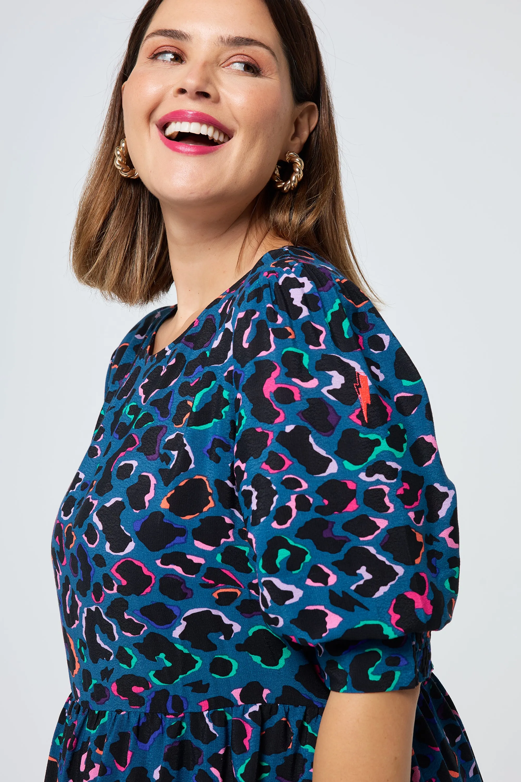 Teal with Rainbow Shadow Leopard Maxi Dress Church Proper