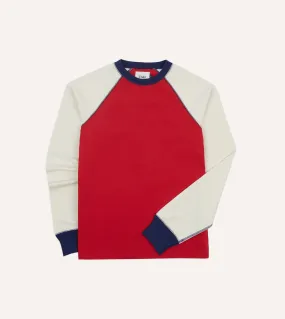 Red and Ecru Long Sleeve Raglan T-Shirt Cozy Essentials