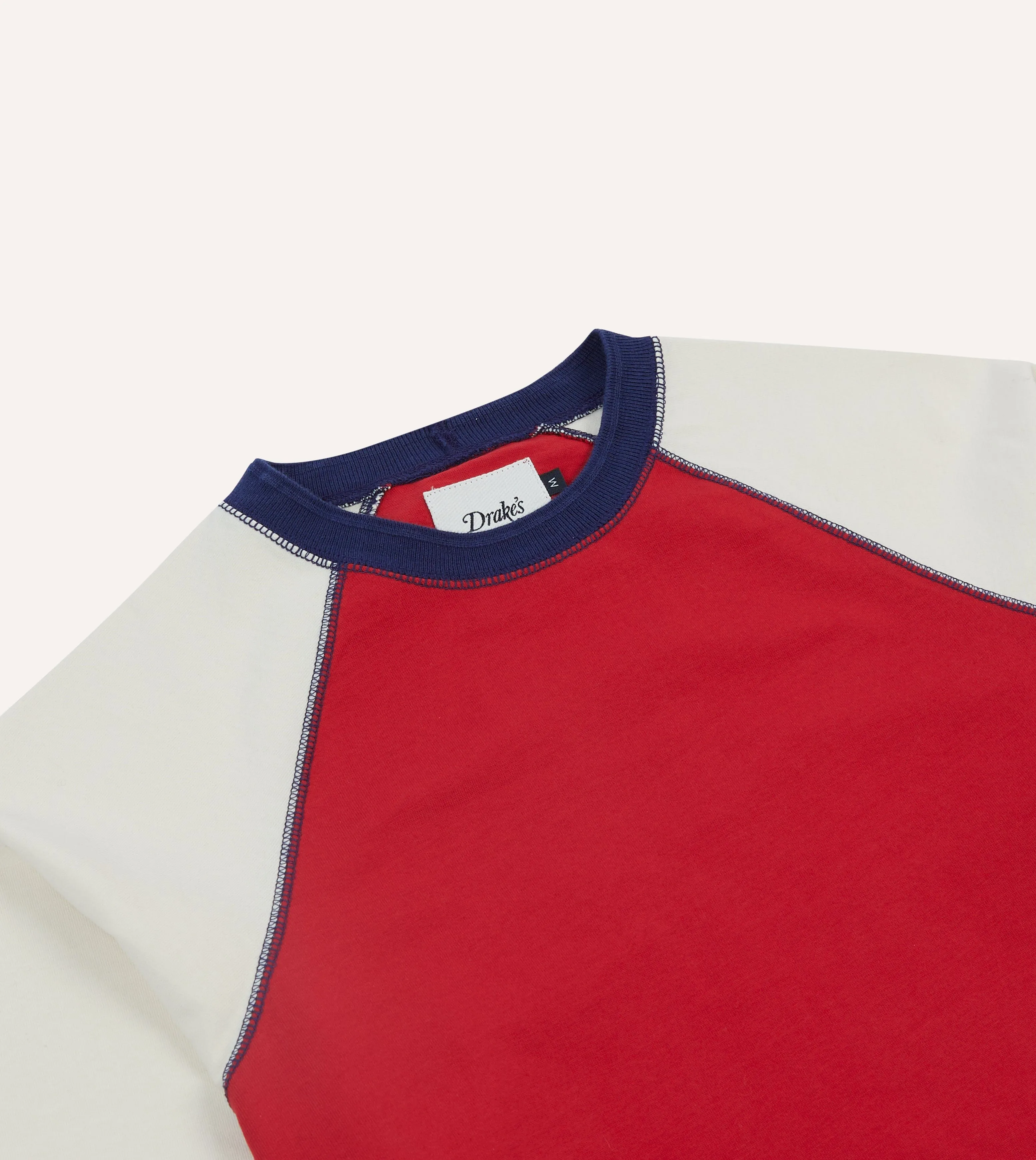 Red and Ecru Long Sleeve Raglan T-Shirt Odor-resistant