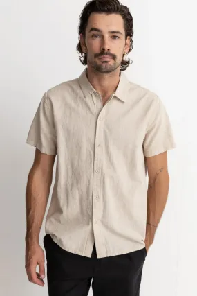 Classic Linen Short Sleeve Shirt Sand Anti Odor Finish Tear Resistant Weave