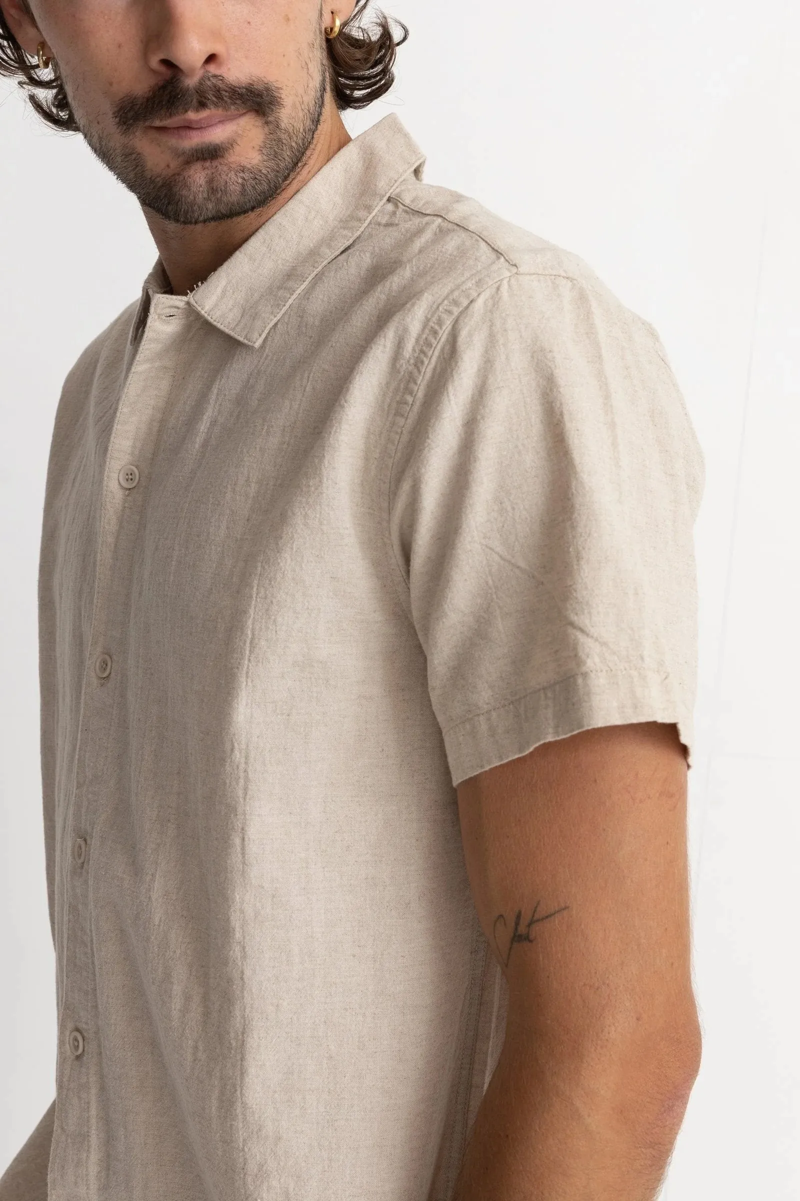 Classic Linen Short Sleeve Shirt Sand EcoFriendlyDye