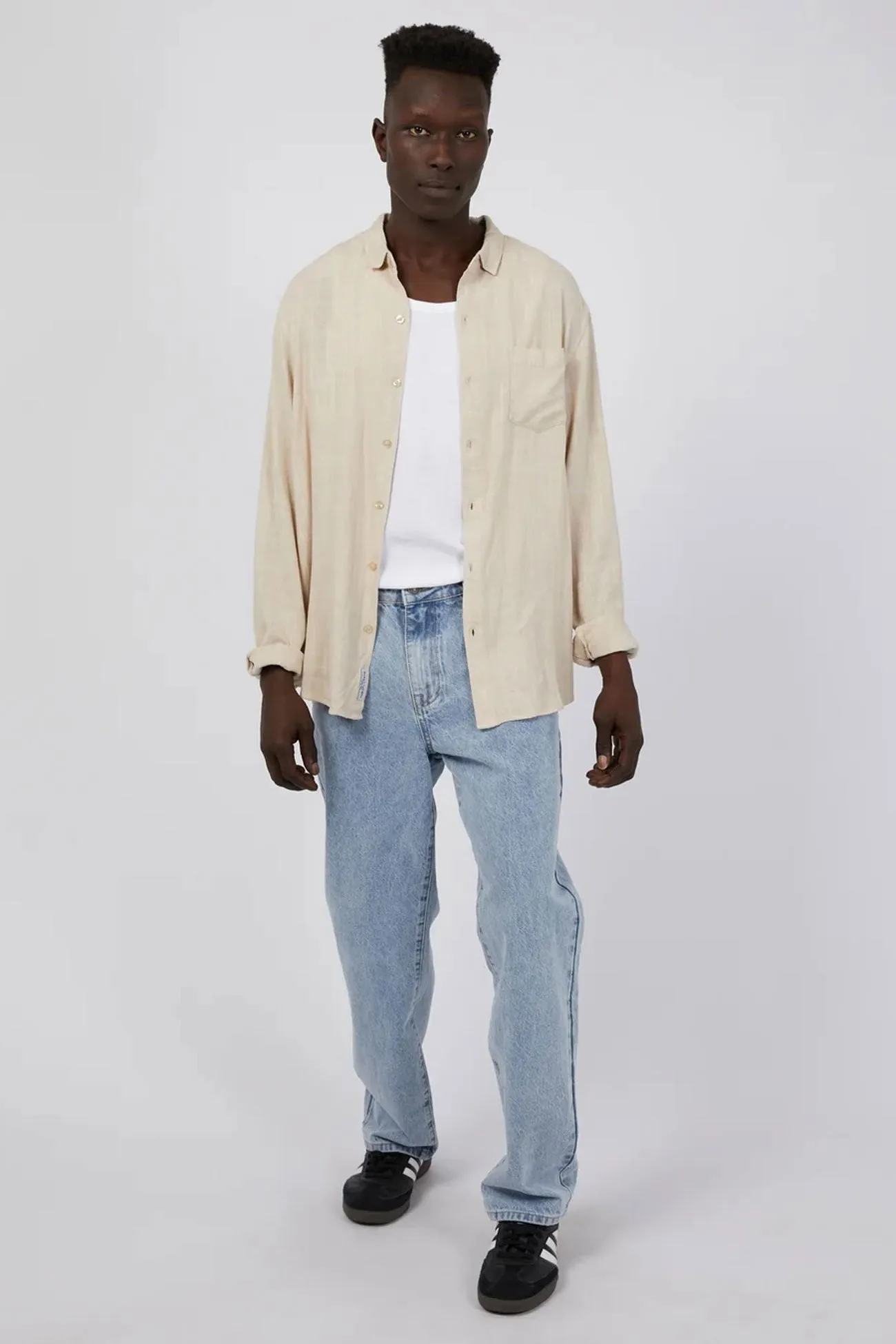 AntiPilling Finish Hidden Zipper Closure Mason Linen Shirt Natural