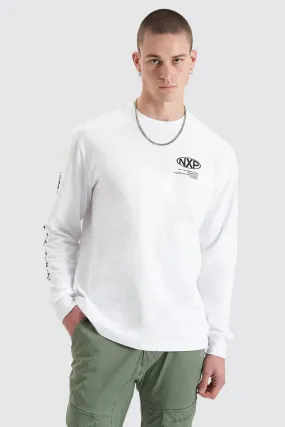 DoubleLayeredFabric Adjustable Hem Toggles Tensile Long Sleeve Tee Optical White