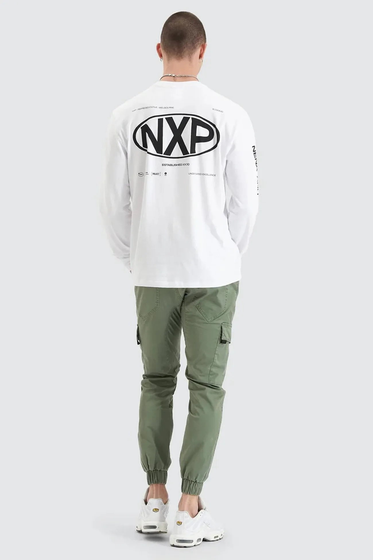 Wrinkle Free Texture Comfortable Layer Tensile Long Sleeve Tee Optical White