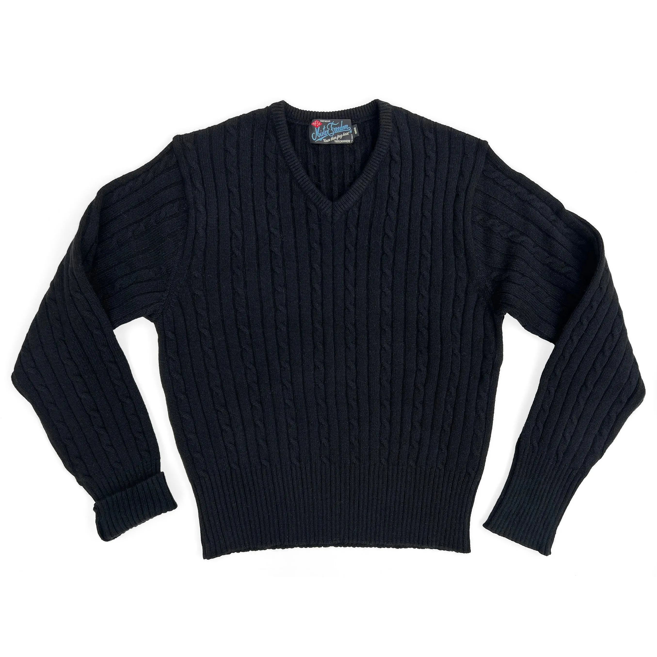 Essential Layer Tagless Neck Finish Terrence Cashmere Sweater - Black