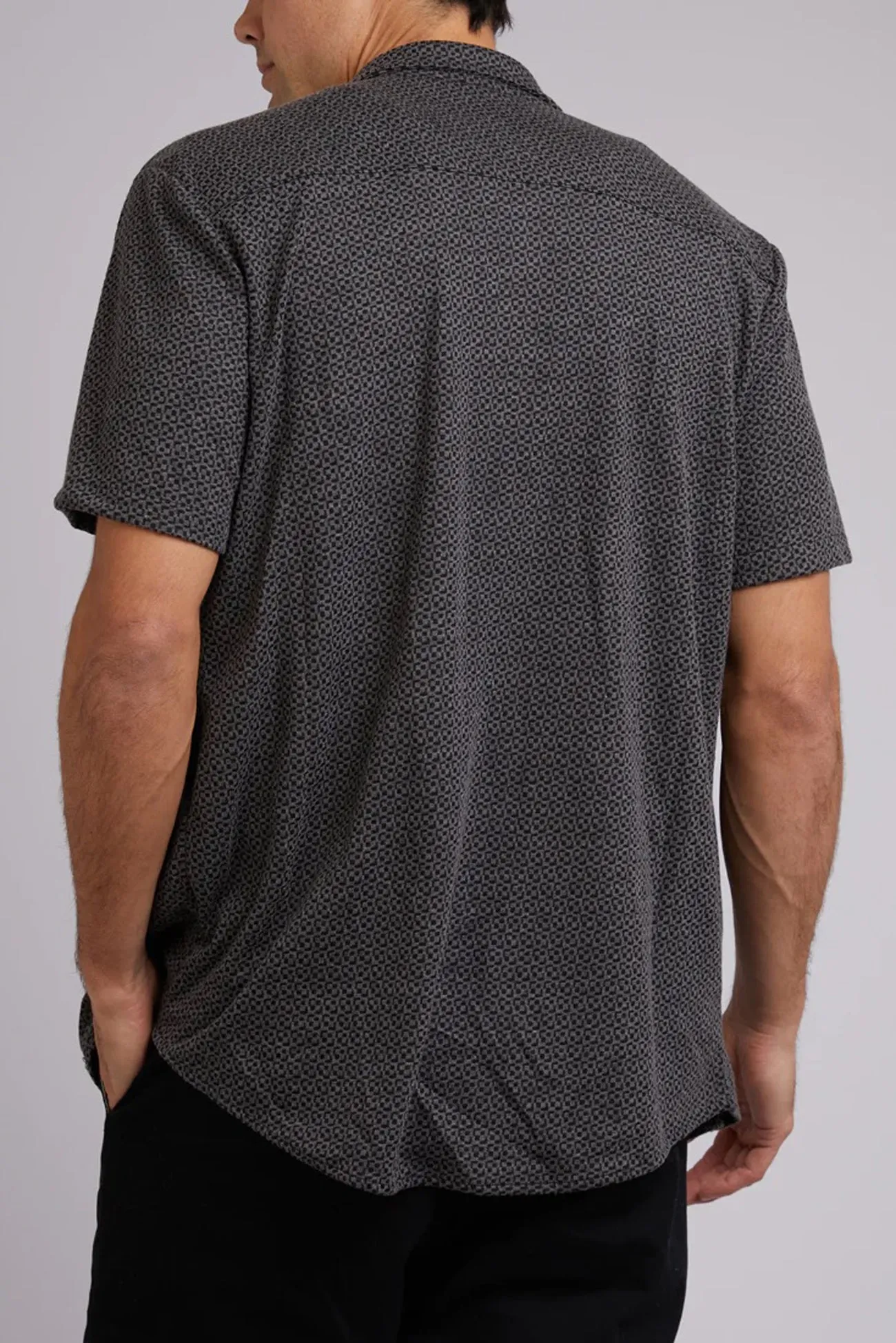SoftTouchBrushedInterior Textured Short Sleeve Shirt Black