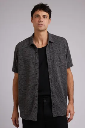 Textured Short Sleeve Shirt Black Reinforced Seams