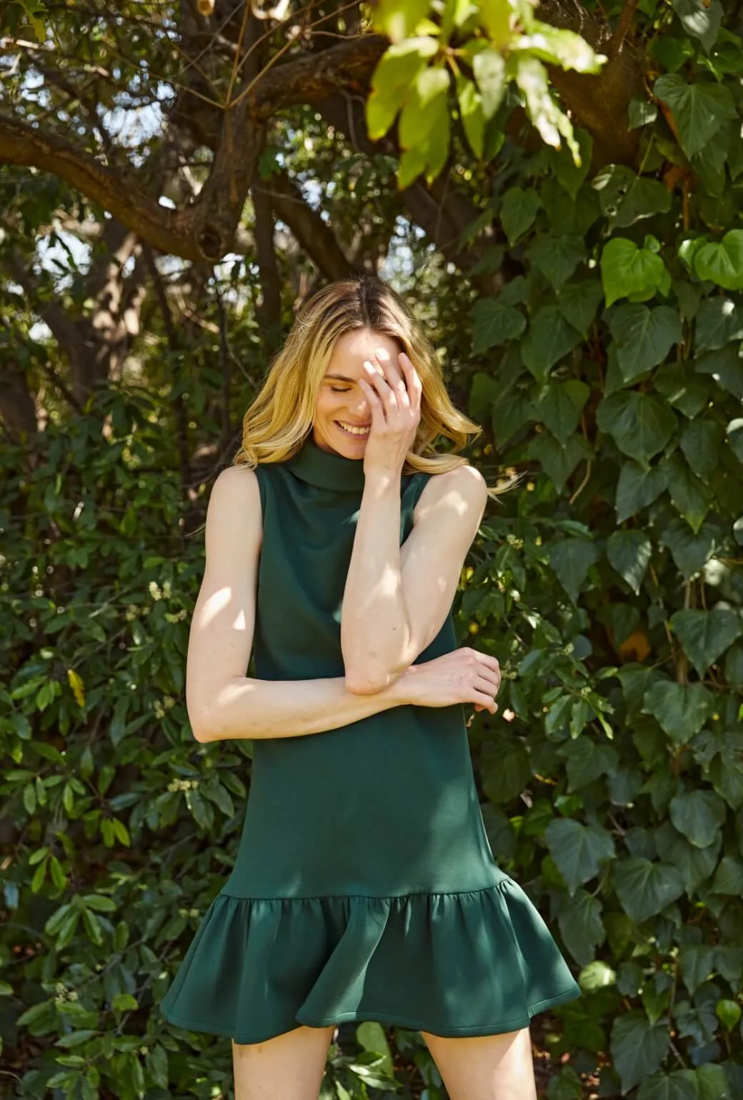 Matte-finish Lounge Cut The Birdie Dress - Deep Green