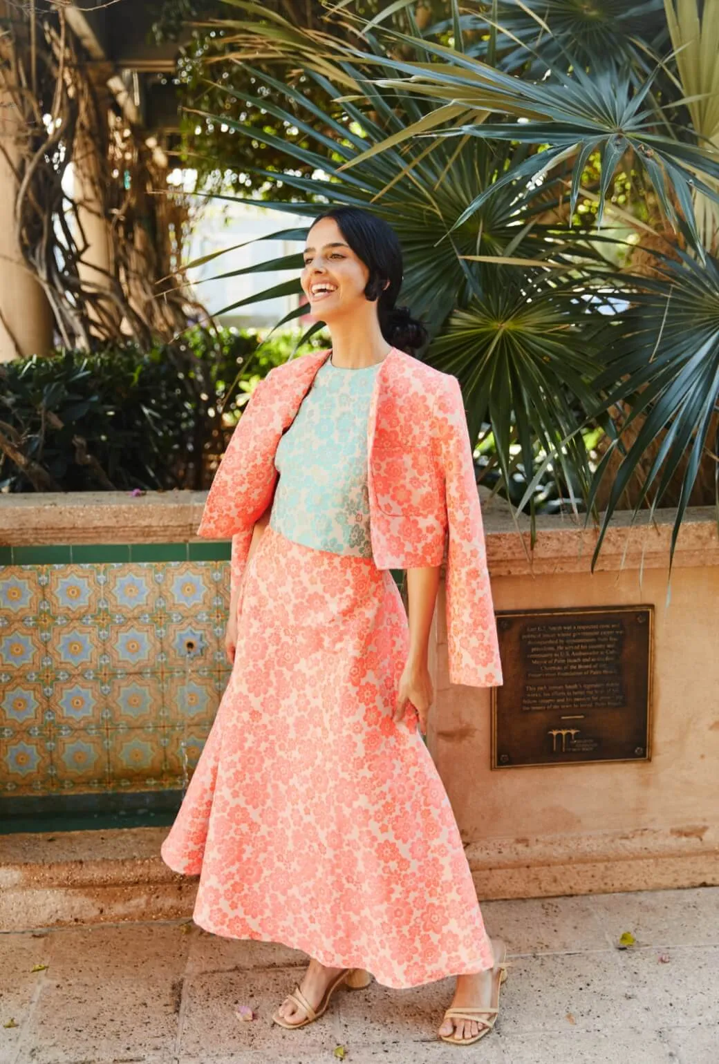 The Laura Skirt - Coral Brightline Mesh Lined