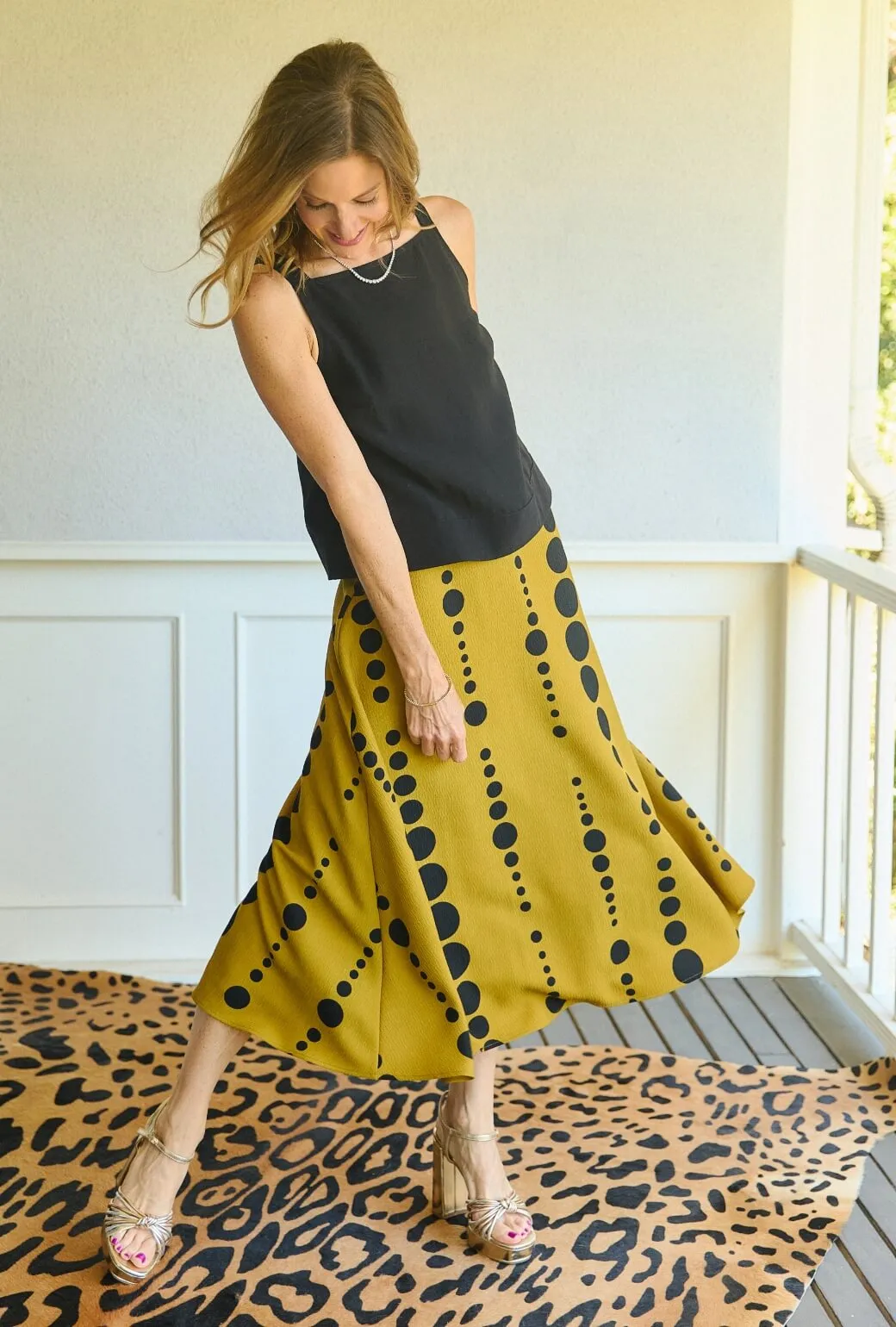Abrasion Resistant Fabric The Laura Skirt - Dijon Dots