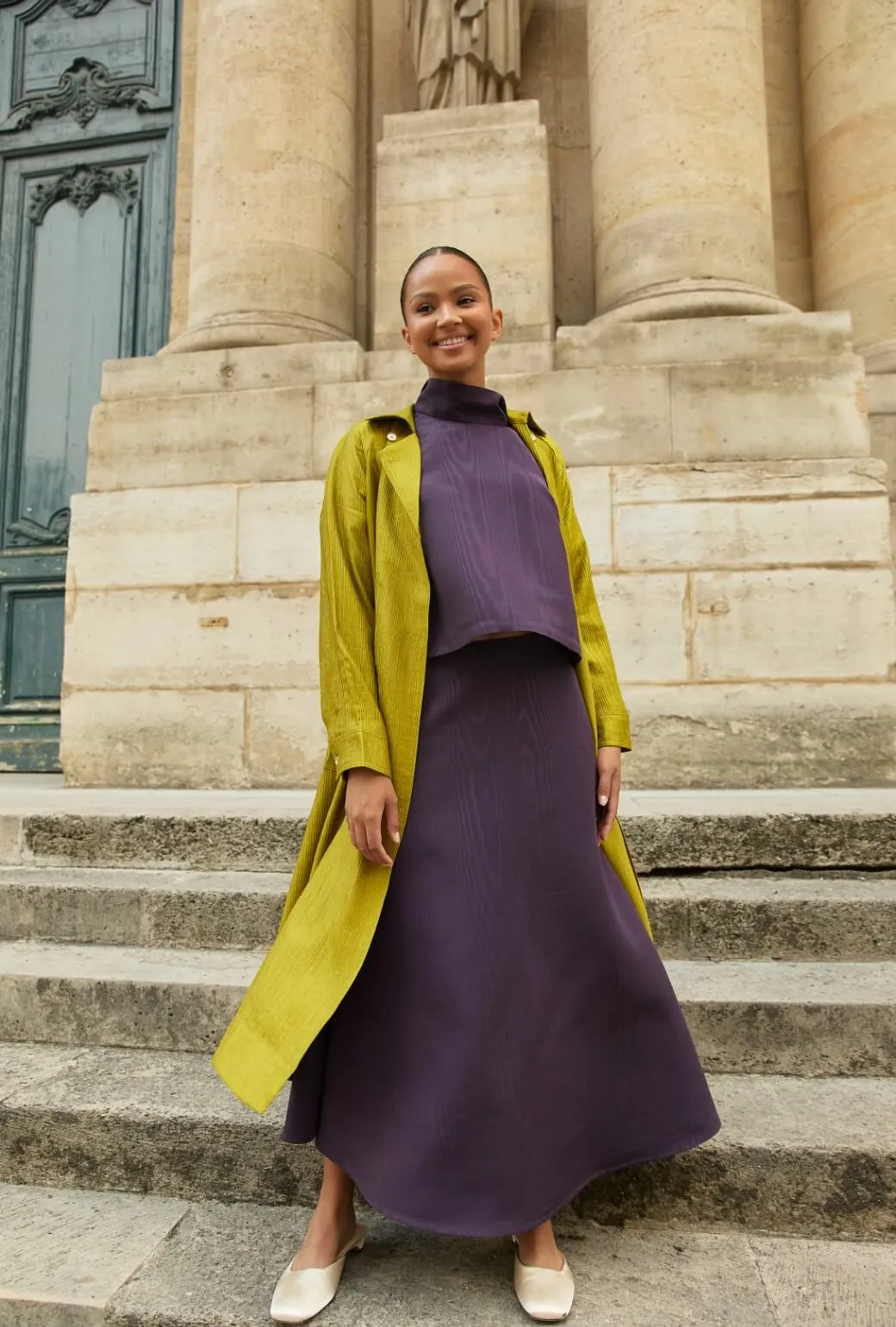 The Laura Skirt - Eggplant Moir?? No Ride-Up Stylish Wear