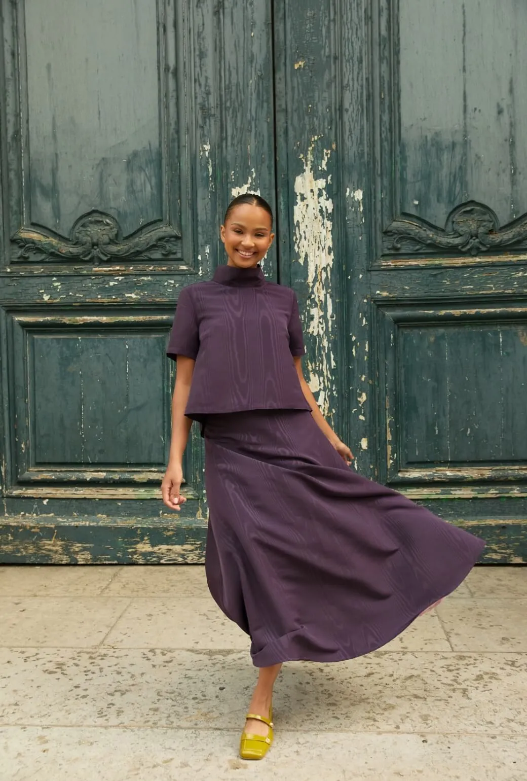 The Laura Skirt - Eggplant Moir?? NoBuckleDesign