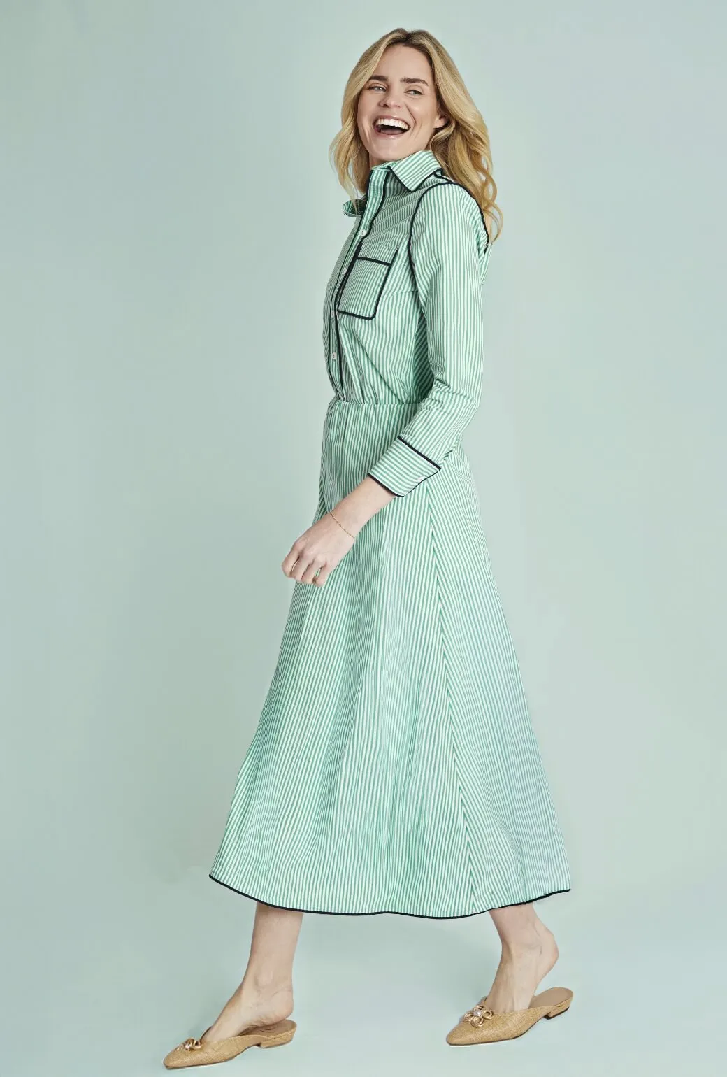The Leland Skirt - Green Stripe Sporty Cut