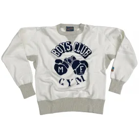 Weekend Relaxed product tribal energy The Medalist Sweatshirt - White "Boys Club" Flock Print