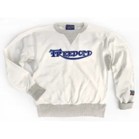 The Medalist Sweatshirt - White, "Freedom" Print Urban Sporty Fashion Forward