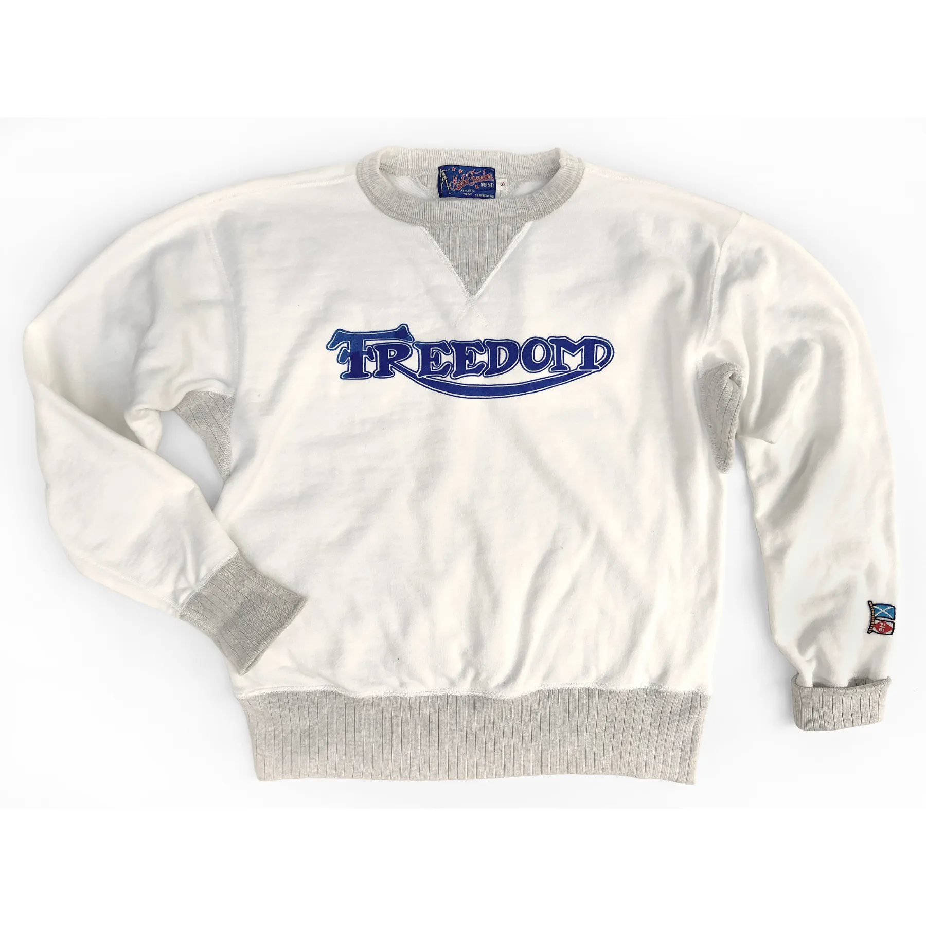 The Medalist Sweatshirt - White, "Freedom" Print Urban Sporty Fashion Forward
