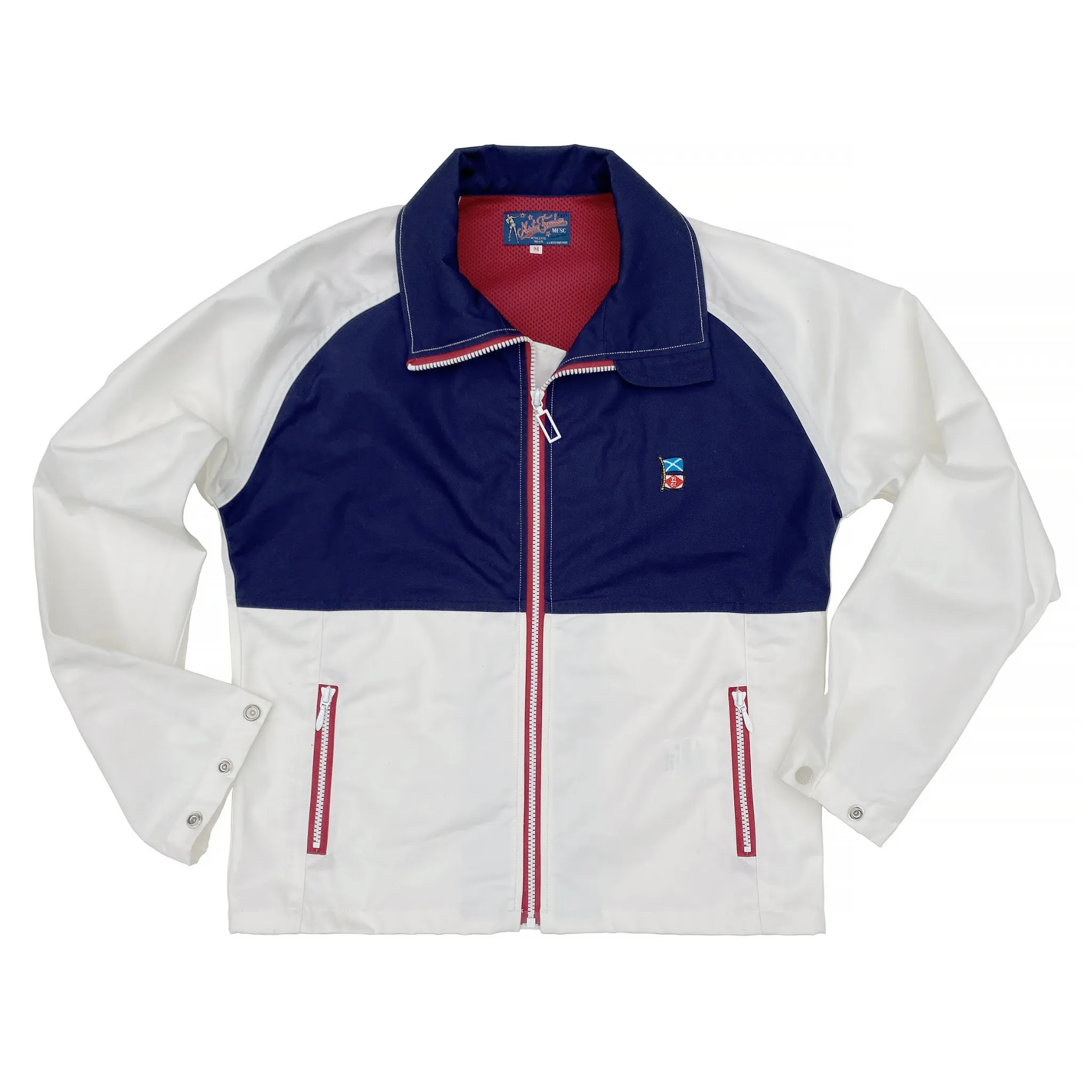 The Mercury Jacket - Arctic White/Navy Blue High Density Weave Roll Up Hood