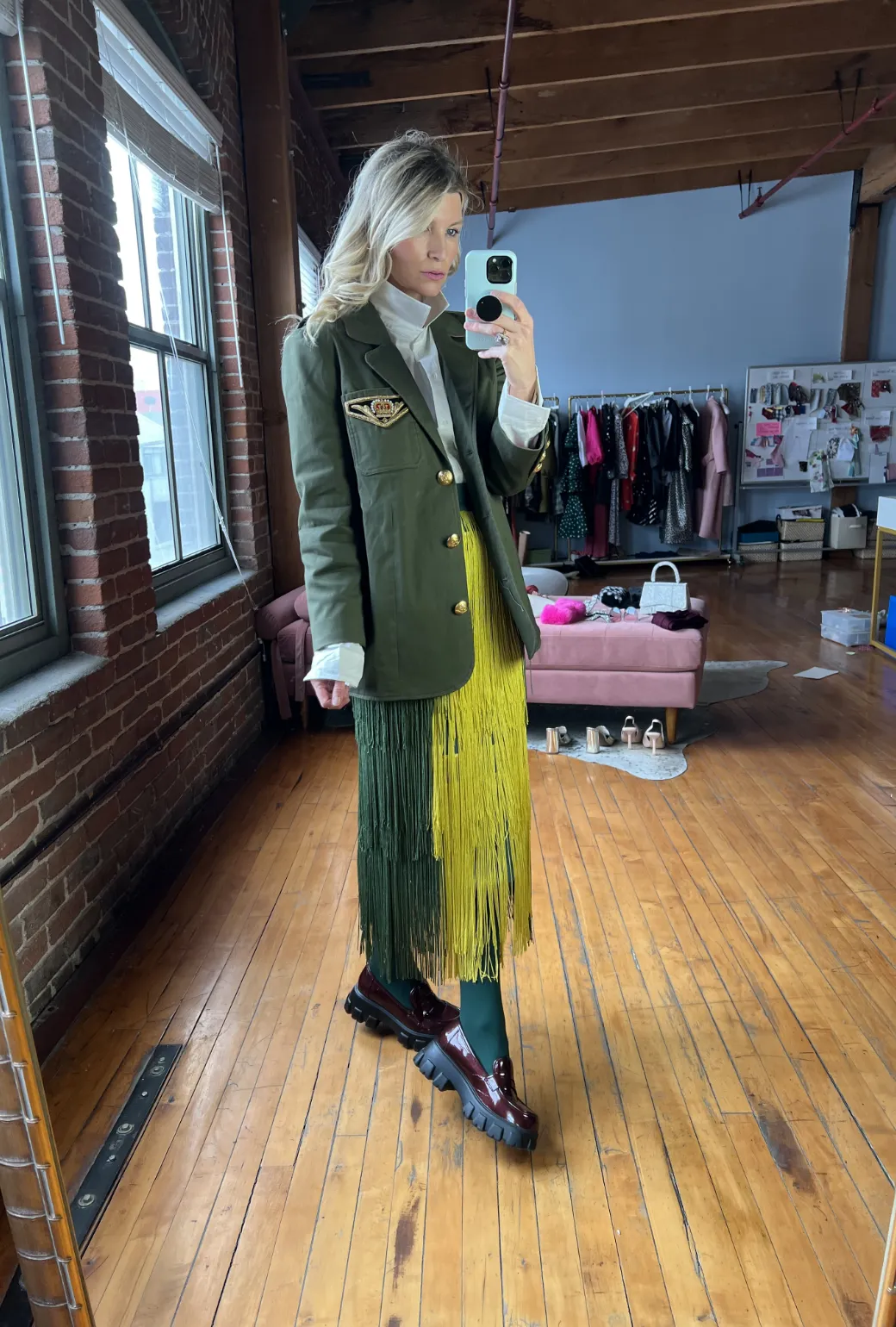 Evening Out The Military Blazer - Olive Green