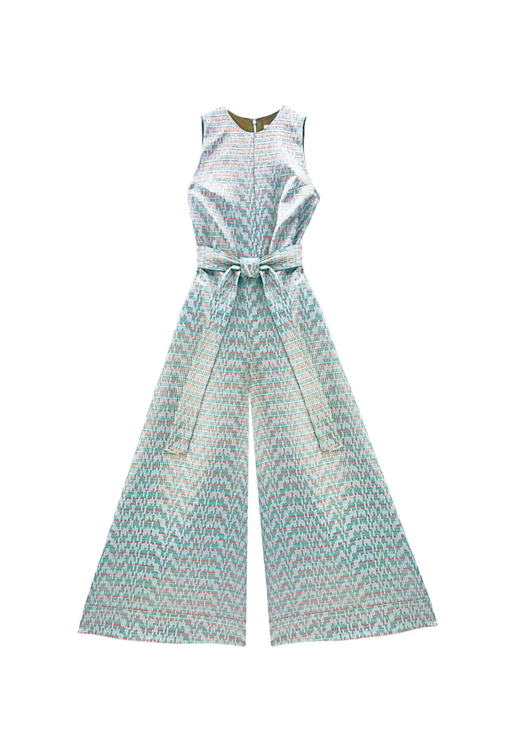 Panelled-Design The Royale Jumpsuit - Aqua Channels Brocade