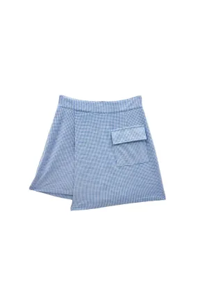 Flattering Comfort Wear All Purpose The Serena Skort - Blue Gingham Knit