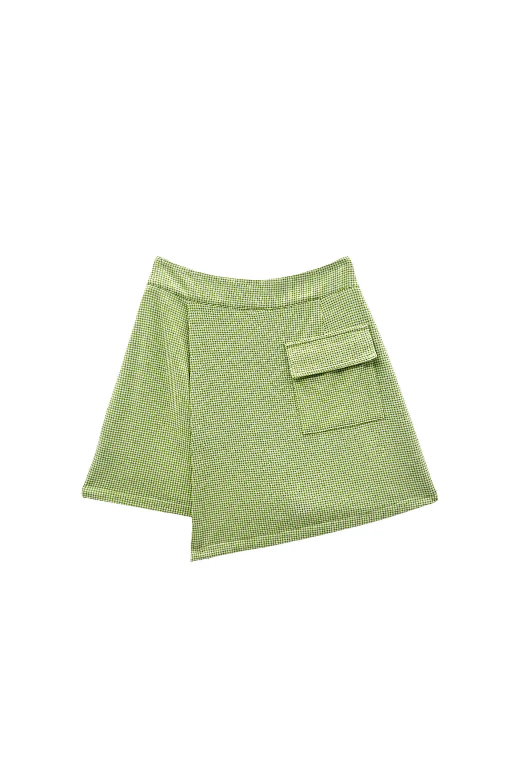 The Serena Skort - Green Gingham Knit Bi Stretch Fabric Packable design