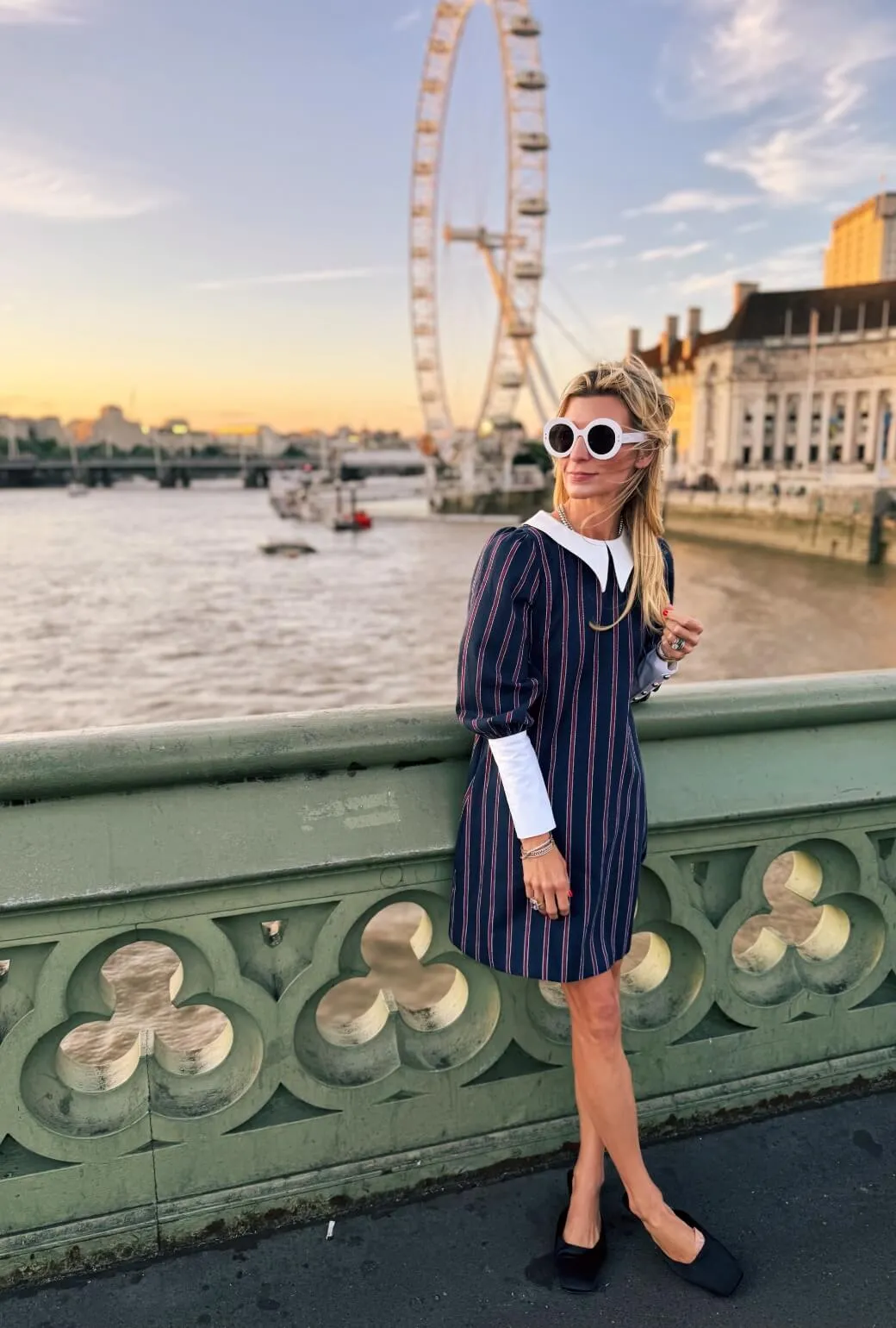 The Skipper Dress - Navy & Red Stripe Loose Fit Midnight Mood