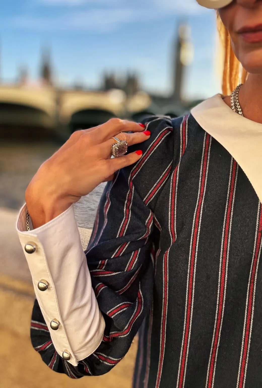 The Skipper Dress - Navy & Red Stripe Zip-Closure