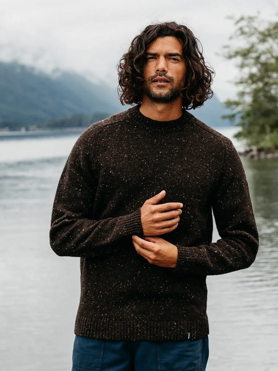 FINISTERRE FURLONG CREW - BURNT UMBER Long Sleeve Tee ThermalRegulating Fabric