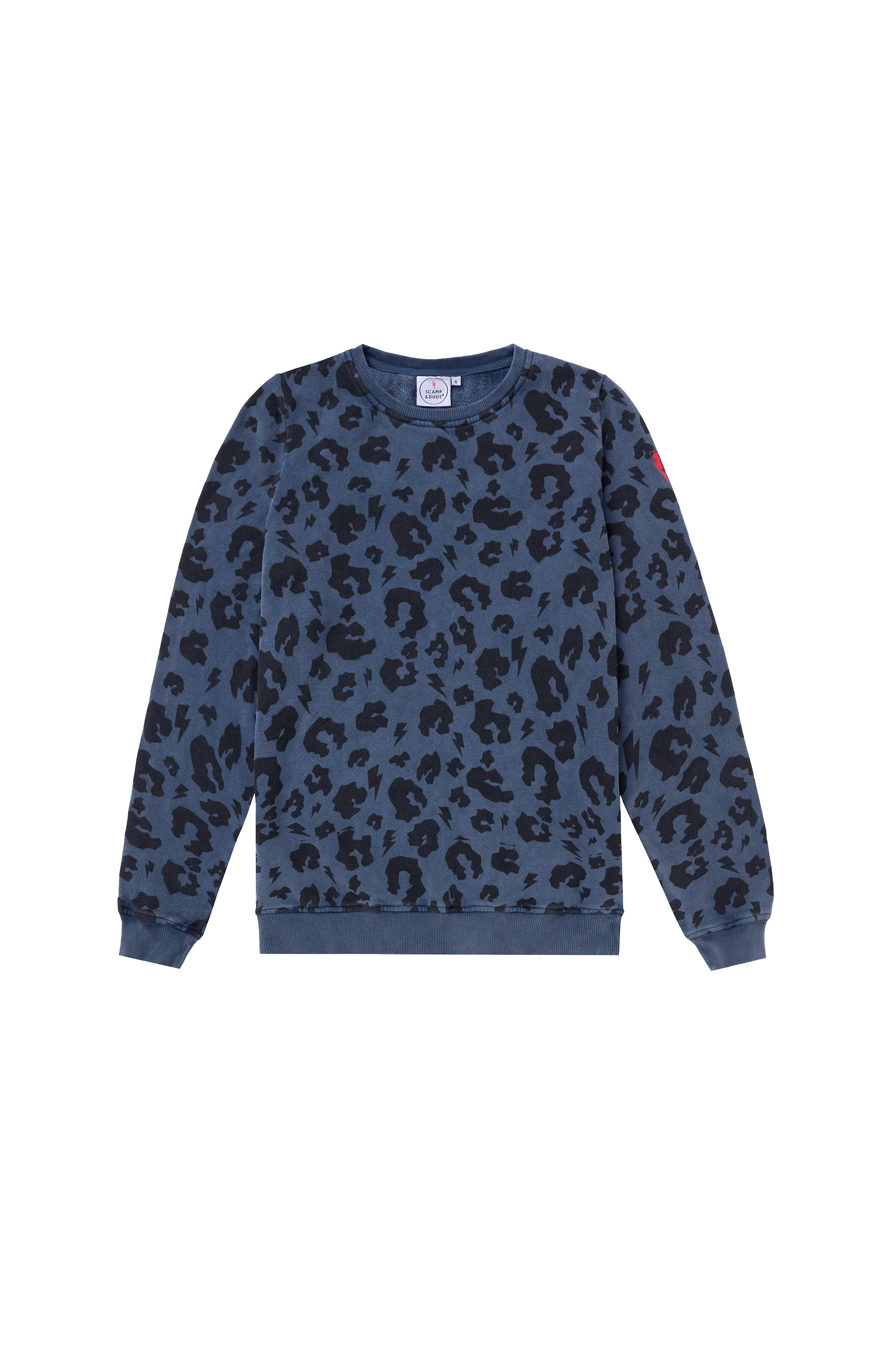 Sporty Layer Washed Navy with Black Leopard Classic Sweatshirt