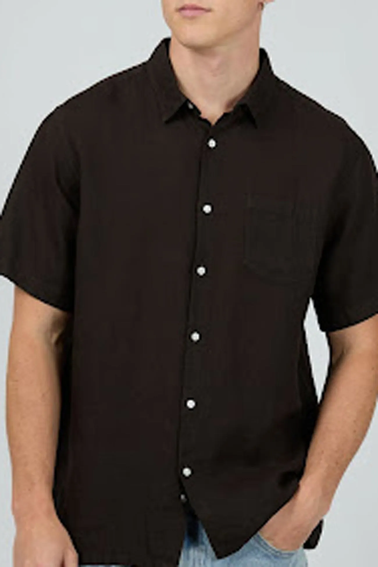 Linen Short Sleeve Shirt Black Zero Waste Production Label SoftLining