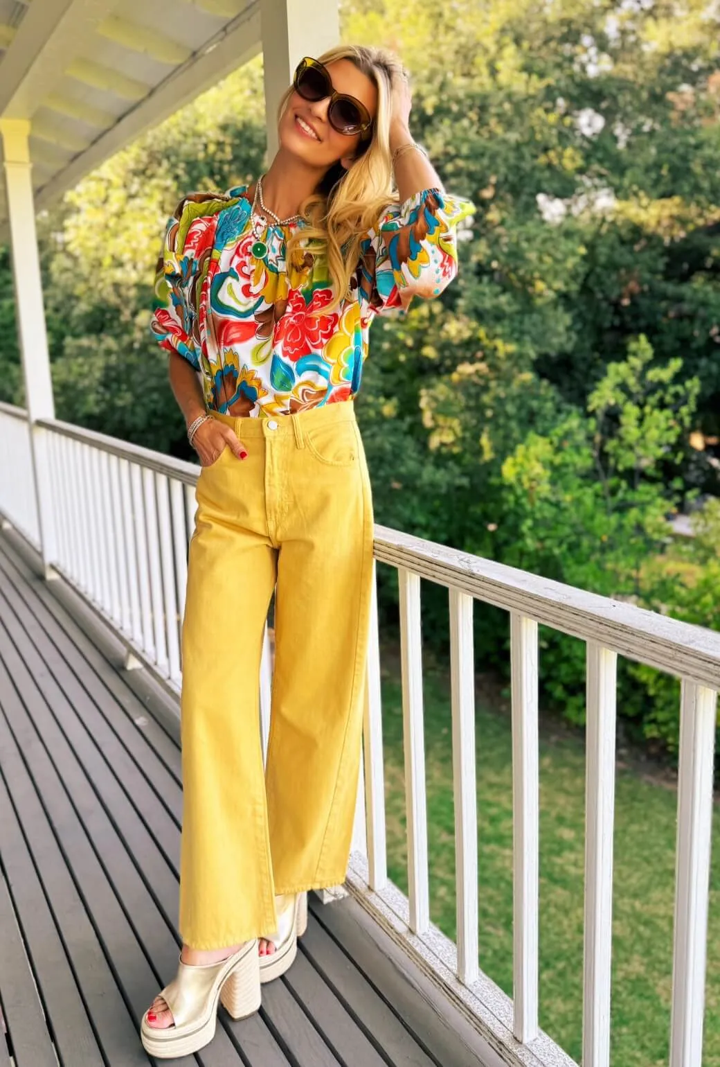 Horseshoe Jeans - Ochre Cropped hem Relaxed Look